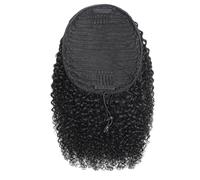 Human Hair Ponytail for Black Women, 14 in Curly Ponytail Extension, Thick Voluminous 4C Afro Kinky Hair, Quick Wear, Natural Look