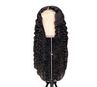 Human Hair Pre Plucked Deep Wave Lace Front Wig Human Haiir Humain Haiir Wigs for Women Natural Black 13 x 4 HD Transparent Lace, 180% Density Glueless Wig with Baby Hair, Soft & Full