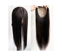 Human Hair Topper, 15×16 CM Simulated Scalp Silk Base with PU Around Straight Hair Topper 10-24 Inch Long European Virgin Hair Pieces for Women(14 inches)