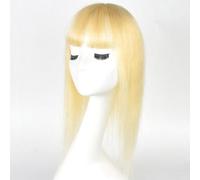 Human Hair Topper for Women, Gold Clip in Hairpieces with Bangs 13 * 13 Cm Larger Silk Base 150% Density for Women Thinning Hair(#613,10in-25cm)