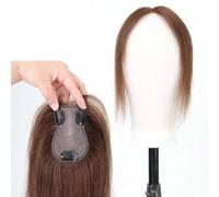 Human Hair Topper for Women, Gold Real Remy Hair 130% Density No Bangs Clip in Straight Hair Pieces for Thinning Hair(Red brown)
