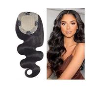 Human Hair Topper for Women with Thinning Hair 8-22" Body Wave European Virgin Hair Pieces 15x16CM Silk Skin Base Hair Topper with PU Around and 4 Clips(14 inches)