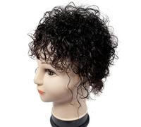 Human Hair Toppers for Women, 5.9/11" Curly Topper Hairpiece Clip in Wavy Hair Topper for Thinning Hair(Black,15cm-5.9in)
