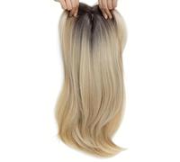 Human Hair Toppers for Women, Hair Topper Side Parted Topper with Bangs 360° Cover Pieces Wispy Bangs Clip in Extensions Mix Blonde for Women Daily Wear (Gradient Gold)