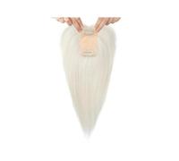 Human Hair Toppers with Bangs for Women, 10 Inch Clip in Hairpiece for ThinningHair,3.5'' x 2.5'' Silk Base(White Blonde)
