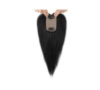 Human Hair Toppers with Bangs for Women with ThinningHair, 10 Inch Clip in Hairpiece,5 x 9 cm Silk Base(Blakc)