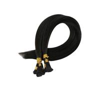 Human Hair Weft Virgin Extensions Hand Tied Sew In Extensinos Easy To Use(16 inches,#1B)