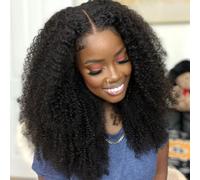 Human Hair Wig 13x6 Lace Front Wigs for Black Women Afro Kinky Curly Human Hair Wig 100% Real Human 200 Density Pre Plucked with Baby Hair Natural Color 16inch