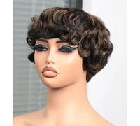 Human Hair Wig for Women with Short Straight Cut Glueless Design Natural Look Full Machine Made