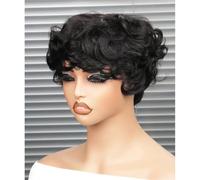Human Hair Wig for Women with Short Straight Cut Glueless Design Natural Look Full Machine Made