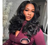 Human Hair Wig & Glueless Wig, Easy 3-Second Wear & Go for Black Women & Beginners. Pre-Cut 4x4 HD Lace Closure, 16 Inch 180% Density Body Wave for a Natural Look.
