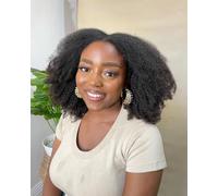 Human Hair Wigs for Black Women Afro Kinky Curly Wigs 100% Human Hair Glueless Wig None Lace Afro Wig 180% Density 16 Inch Natual Black Color