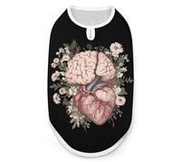 Human Heart And Brain Flowers Dog And Cat Clothes Pet Summer Sleeveless T Shirt Basic Vest L