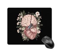 Human Heart And Brain Flowers Modern Mouse Pad Durable Mousepad Soft Mousemat For Computer Travel Studying 25X30Cm