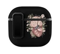 Human Heart And Brain Flowers Slim Compatible with Airpods 4 Case Protective Hard Cover Skin