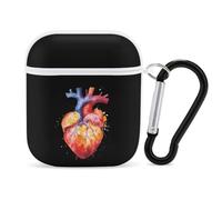 Human Heart Colorful Cute Earbuds Case Compatible with Airpods 1/2 Wireless Headphones Cover with Carabiner