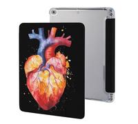 Human Heart Colorful Cute Tablet Case with Pencil Holder Lightweight Hard Protective Cover Compatible with iPad 9th/ 8th/ 7th