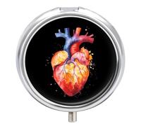 Human Heart Colorful Round Pill Organizer Portable Medicine Pill Dispensers Container for Daily Travel