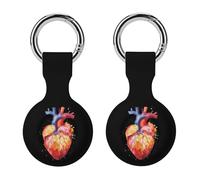 Human Heart Colorful Trendy GPS Cases Holder with Key Chain Ring Portable Protective Covers Compatible with Airtag