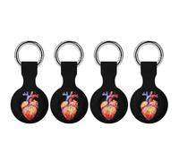 Human Heart Colorful Trendy GPS Cases Holder with Key Chain Ring Portable Protective Covers Compatible with Airtag