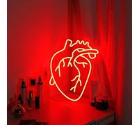 Human Heart Neon Sign USB Powered, Anatomical Heart LED Neon Light for Wall Decor, Dimmable Neon Sign for Bedroom, Party, Bar, Living Room