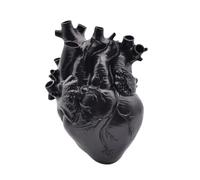 Human Heart Organ Shape Vase Creepy Halloween Home Desk Flowers Pot Decor, Medium Size 6.2" x 4.2", Black