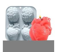 Human Heart Shape Silicone Mold | 3D 4 Cavity Heart and Brain Mold Handmade Epoxy Resin | Non Stick Tool for Crafts, Soap, Clay