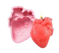 Human Heart Silicone Mold - 4 Cavity Handmade 3D Brain Heart Molds for Epoxy Resin, Flexible Release Tray | Heat Resistant Range, Fine Vein Detailing, Flat Bottom Stability, Dishwasher Safe Material