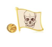 Human l Skeleton Illustrations Golden Metal Flag Lapel Pin Badge