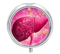 Human Liver Round Pill Box Organiser 3 Compartment Medicine Case
