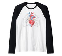 Human Lungs Heart Vintage Anatomy Medical Gifts for Women Raglan Baseball Tee