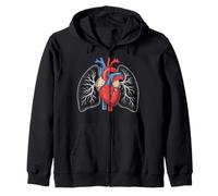 Human Lungs Heart Vintage Anatomy Medical Gifts for Women Zip Hoodie