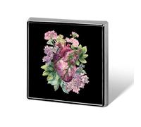 Human Organs with Flowers Square Enamel Brooch Pin Button Badges Decoration Hat Clothing Bag Accessories Gift Crafts