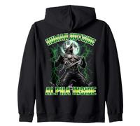 Human Outside Alpha Inside Wolf Design Zip Hoodie