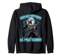 Human Outside Alpha Inside Wolf Design Zip Hoodie