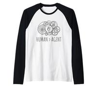 Human Over Agent | Heart & Gear Tech Ethics Design Raglan Baseball Tee