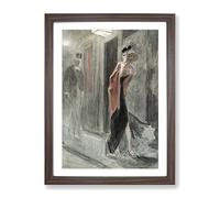 Human Parody By Felicien Rops Classic Painting Framed Wall Art Print, Ready to Hang Picture for Living Room Bedroom Home Office Décor, Walnut A4 (34 x 25 cm)