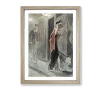 Human Parody By Felicien Rops Classic Painting Framed Wall Art Print, Ready to Hang Picture for Living Room Bedroom Home Office Décor, Oak A2 (64 x 46 cm)