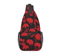 Human Red Skulls Sinister Smiling Sling Bag Lightweight Cross Body Bag Breathable Backpack For Traveling Casual Runner