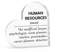 Human Resource Gift HR Inspirational Gift Acrylic Heart-Shaped Keepsake Human Resource Appreciation Gift HR Thank You Gift Acrylic Heart Plaque HR Gift for Women Men Office Gift for Coworker Colleague