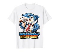 Human Resource Nightmare Funny HR Job Shark Value Graphic T-Shirt, Men, White, L