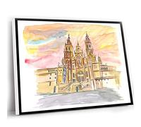 Human Resources Office Decor,Farmhouse Style Decor,End Of Saint Jacques In Santiago De Compostela Spain Wall Decoration Edition Fine Art Print Watercolor Prints,12x16 Inch UnFramed Wall Art