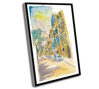 Human Resources Office Decor,Living Room Decor Farmhouse,Malta Valletta Street Scene With Balcony Wall Decoration Edition Fine Art Print Watercolor Prints Painting,12x16 Inch UnFramed Wall Art