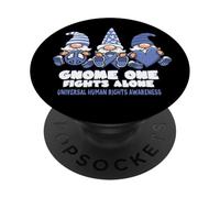 Human Rights Awareness Gnome One Fights Alone Blue Ribbon PopSockets Adhesive PopGrip