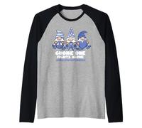 Human Rights Awareness Gnome One Fights Alone Blue Ribbon Raglan Baseball Tee
