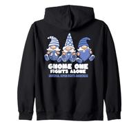 Human Rights Awareness Gnome One Fights Alone Blue Ribbon Zip Hoodie