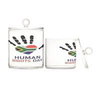Human Rights Day Africa National Flag Clear Plastic Makeup Organizer Storage with lid Dresser Essentials Decorative Storage Bins for Cotton Swabs,Cotton Pads,Floss Picks,Paper Clips,s