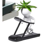 Human-shaped pots for succulents - planter collection with weightlifting character made of resin, flower holder with artistic figure, expressive shaped design, the