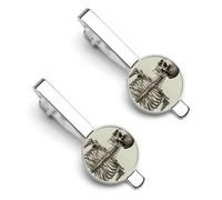 Human Skeleton 2 Pcs Tie Clips for Men Necktie Tie Bar | Electroplated Copper Men's Tie Clips Smooth Surface Tie Clasps Lightweight Necktie Clip for Father Husband Business Wedding