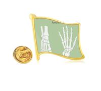 Human Skeleton Hand And Foot Golden Metal Flag Lapel Pin Badge